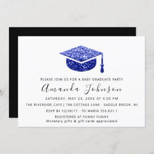 Graduate Party Student Blue White Graduate Cap Invitation