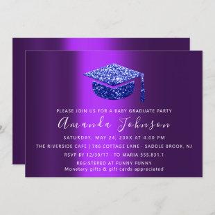 Graduate Party Student Purple Blue Graduate Cap Invitation