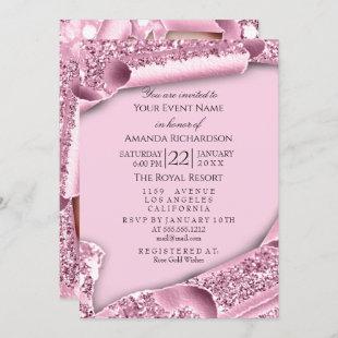Graduate Photo Bachelorette Party Pink Glitter Invitation