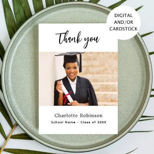 Graduate photo white thank you card