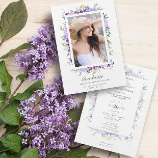 Graduate Purple Shades Flowers & Branches Photo Invitation