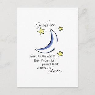 Graduate Reach for Moon, Congratulations Announcement Postcard