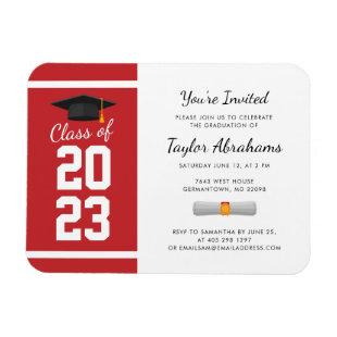 Graduate Red White Graduation 2024 Invitation Magnet