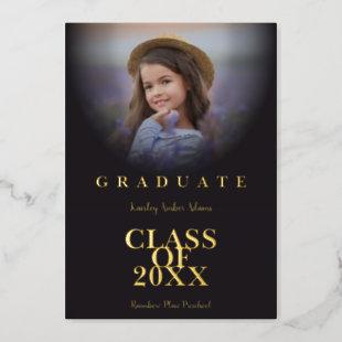 Graduate School Graduation Modern Photo Golden Foil Invitation