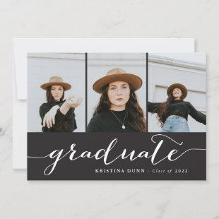 Graduate Script Black Photo Collage | Graduation Invitation