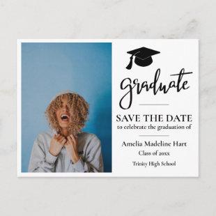 Graduate Script | Grad Hat | Save The Date Photo Postcard