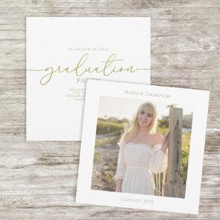 Graduate Simple Stylish Photo Gold Typography Holiday Card