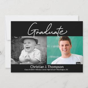 Graduate Then and Now high school Grad photo Announcement