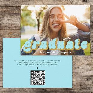 Graduate Typography Photo QR Code Social Media Invitation