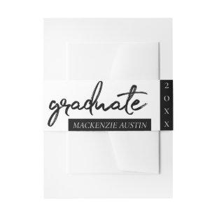 Graduate White Script | Classic Keepsake with Year Invitation Belly Band