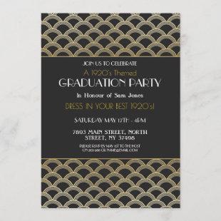 Graduation 1920s Art Deco Invite Gatsby Party Gold