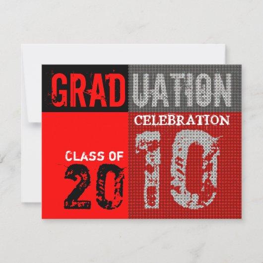 Graduation 2010 Party Red Black White Invitation