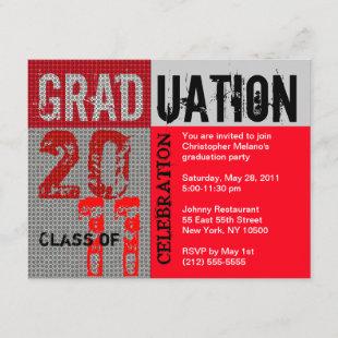 Graduation 2011 Party Invitation Red Grey