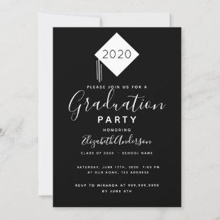 Graduation 2021 party topper black white invitation