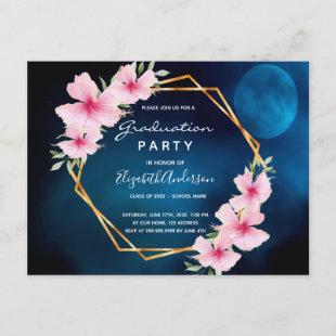 Graduation 2022 blue pink florals postcard