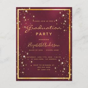 Graduation 2022 party burgundy bubble invitation postcard