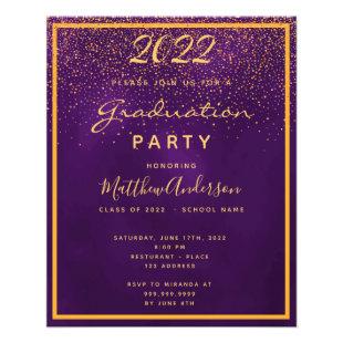 Graduation 2022 party purple budget invitation flyer