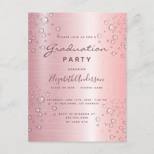 Graduation 2022 party rose gold bubbles invitation postcard
