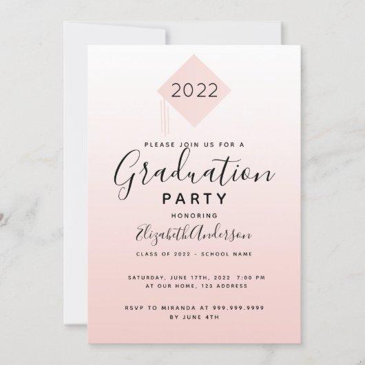 Graduation 2022 party rose gold topper girl invitation