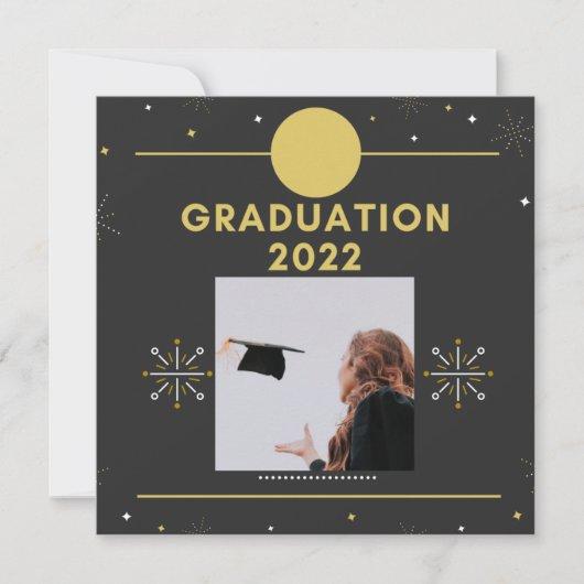 Graduation 2022 Party Topper Black Gold Stars  Invitation