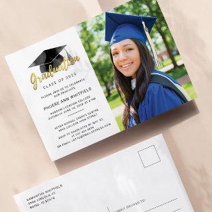 Graduation 2023 Minimalist Graduate Photo Party Invitation Postcard