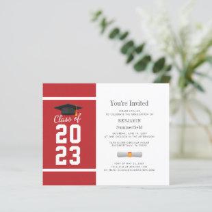 Graduation 2023 Minimalist Red Party Invitation