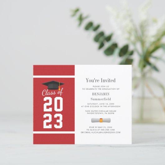Graduation 2023 Minimalist Red Party Invitation