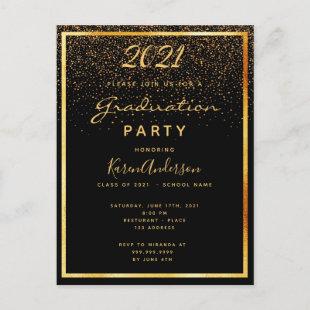 Graduation 2023 party black glam gold invitation postcard