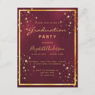 Graduation 2023 party burgundy bubble invitation postcard
