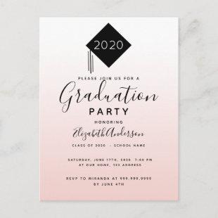 Graduation 2023 party rose gold topper invitation postcard
