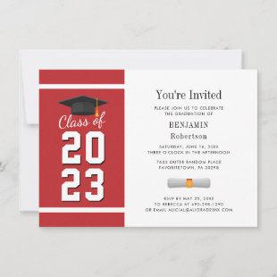 Graduation 2023 Red and White Grad Photo Party Invitation