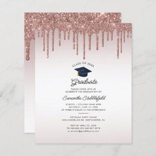 Graduation 2023 Rose Gold Glitter Party Invitation