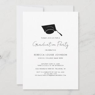 Graduation 2023 Script Stripes Elegant Grad Party Invitation