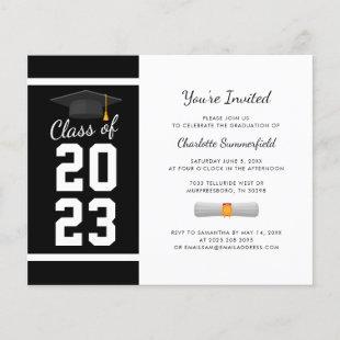 Graduation 2024 Black White Grad Party Invitation