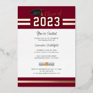 Graduation 2024 Burgundy Grad Party Rose Gold Foil Invitation