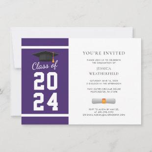 Graduation 2024 Graduate Photo Purple White Party Invitation