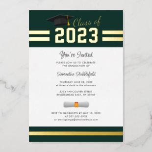 Graduation 2024 Green Grad Party Gold Foil Invitation