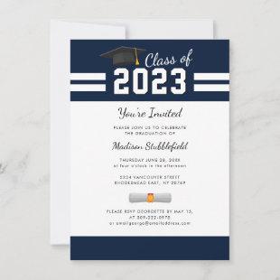 Graduation 2024 Navy Blue Simple Invitation