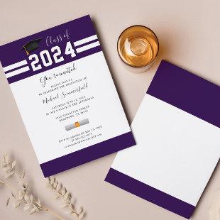 Graduation 2024 Purple White Minimalist Grad Party Invitation