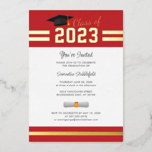 Graduation 2024 Red Grad Party Gold Foil Invitation