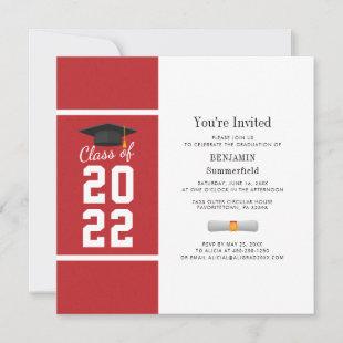 Graduation 2024 Red White Elegant Party Invitation