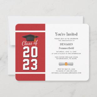 Graduation 2024 Red White Grad Party Invitation