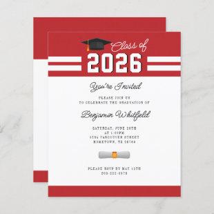 Graduation 2024 Red White GradParty Invitation