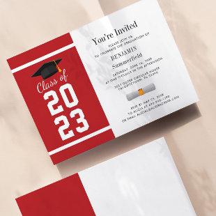 Graduation 2024 Red White Minimalist Invitation
