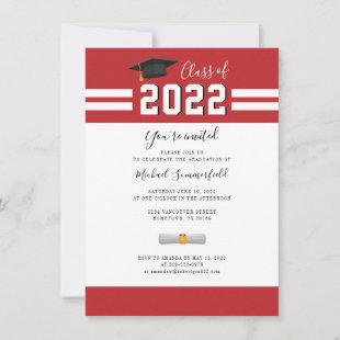 Graduation 2024 Simple Red White Party Invitation