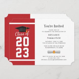 Graduation 2024 Typography Red White Grad Party Invitation