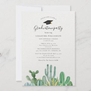 Graduation 2024 Watercolor Cacti Grad Party Invitation