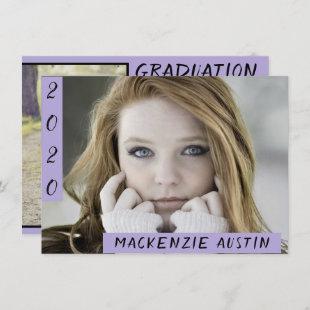 Graduation 2 Photo | Lavender Purple Chic Brush Invitation