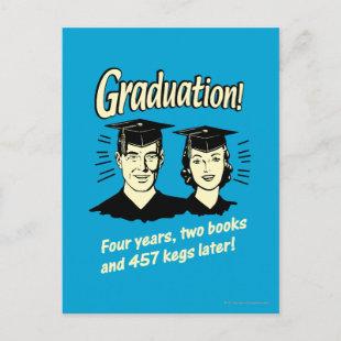 Graduation: 4 Years, 2 Books Announcement Postcard