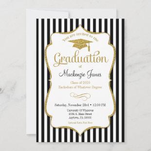 Graduation Announcement Invitation Elegant Stripe